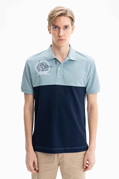 Arma Ανδρικό μπλουζάκι μπλε πικέ 100% βαμβακερό μεγάλο μέγεθος Polo λαιμόκοψη Y 27374867301