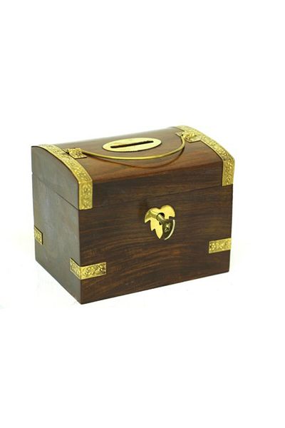 Store Wooden Locked Piggy Bank