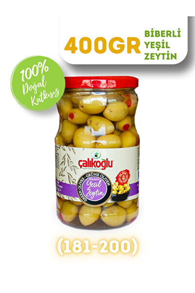 Doğal Biberli Yeşil Zeytin 400 gr (181-200)