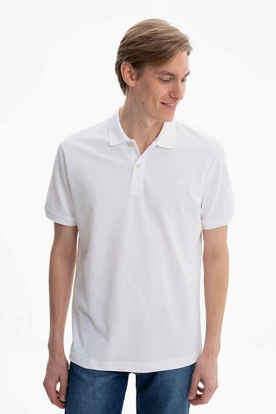 Arma Men's White Large Size 100% Cotton Knitted Pique Polo Neck T-Shirt Y 27374867101