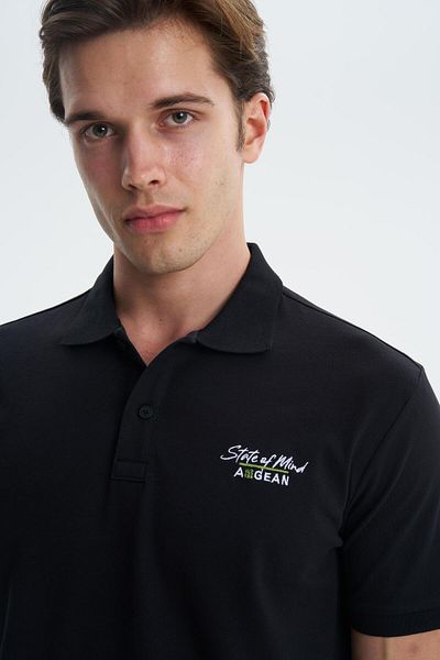 Arma Ανδρικό μπλουζάκι μαύρο Lycra Pique Polo Neck Y 27374307701