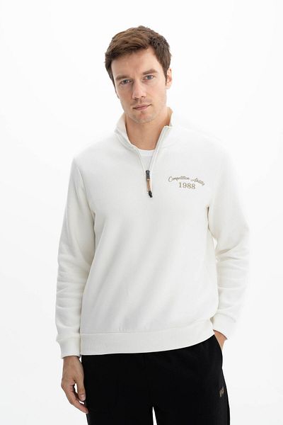 Arma Ανδρικό φούτερ Ecru Plus Size Half Zipper Basic Stand γιακά φούτερ K 26544801201