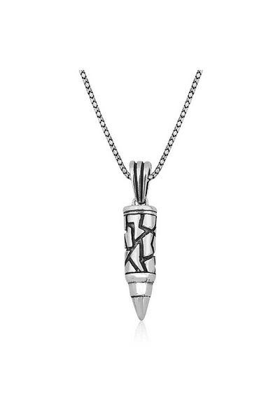 ECOME 925 Sterling Silver Bullet Men's Silver Necklace