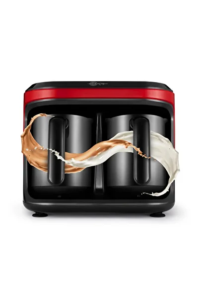 Karaca Hatır Hüps Düet Steel Turkish Coffee Machine Steel Coffee Pot Imperial Red 10 Cup Capacity With Plenty of Foam