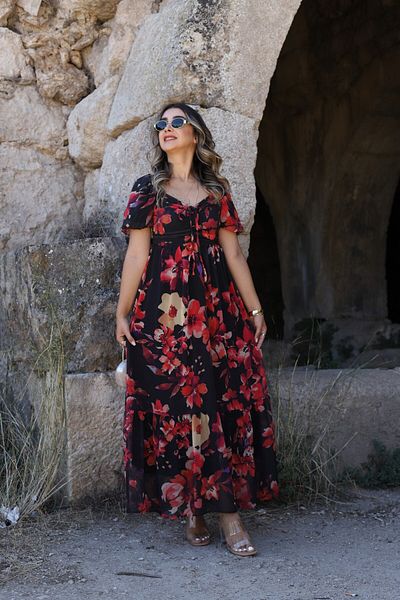 bytugcekaya Rochie din șifon cu imprimeu floral la spate