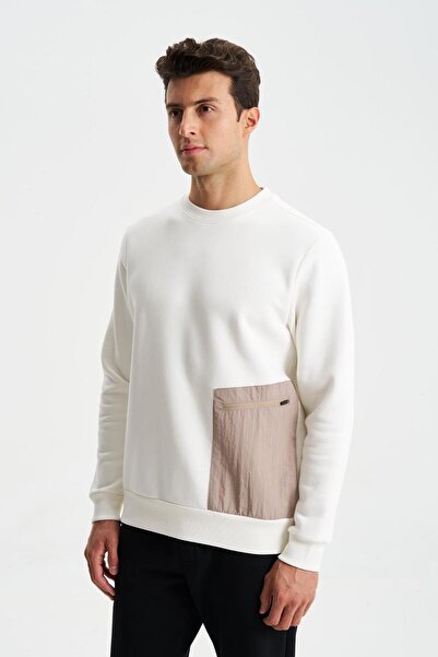 Arma Чоловічий Екру Regular Fit 3 нитковий шардонний замок-блискавка з кишенями та велосипедним коміром Світшот K281246021