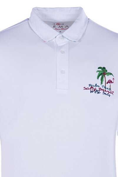 Arma Чоловіча біла футболка з коміром-поло Y21374275301