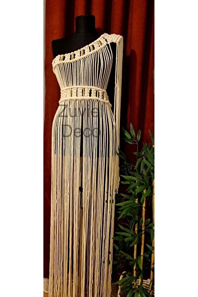 Zuviel Deco Long Cleopatra One Shoulder Macrame Dress, Beach Dress