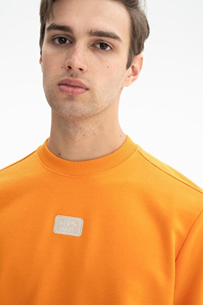 Arma Чоловічий помаранчевий стильний світшот з регулярним кроєм, 3 нитки, комір-стійка K26124601401
