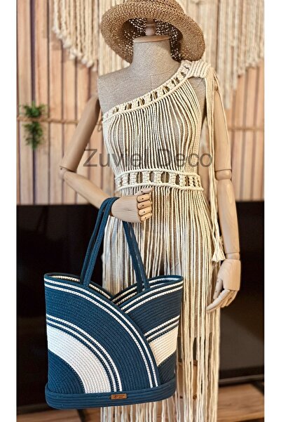 Zuviel Deco Long Cleopatra One Shoulder Macrame Dress, Beach Dress