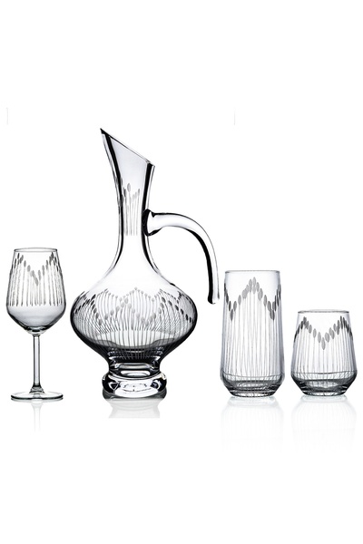 DECOCIA Kazaan 37 Parça 12 Kişilik Bardak Çeyiz Seti Bosna Karaflı Vega Desenli