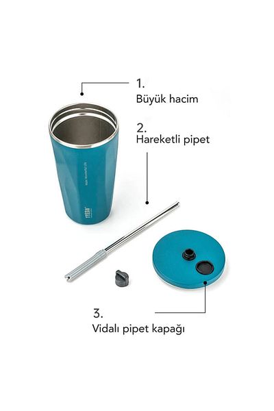 Tyeso Crush Tumbler Vakumlu Paslanmaz Çelik Termos 600 ml Mavi