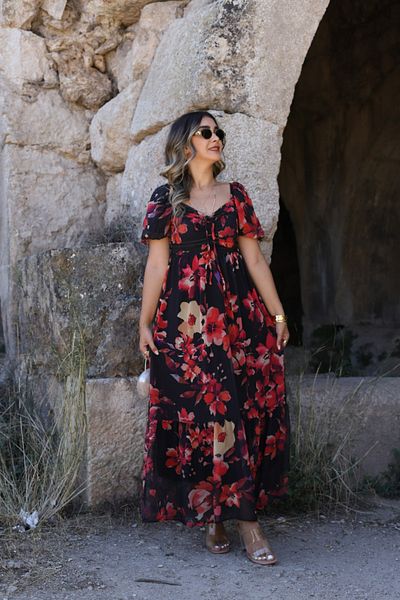 bytugcekaya Rochie din șifon cu imprimeu floral la spate