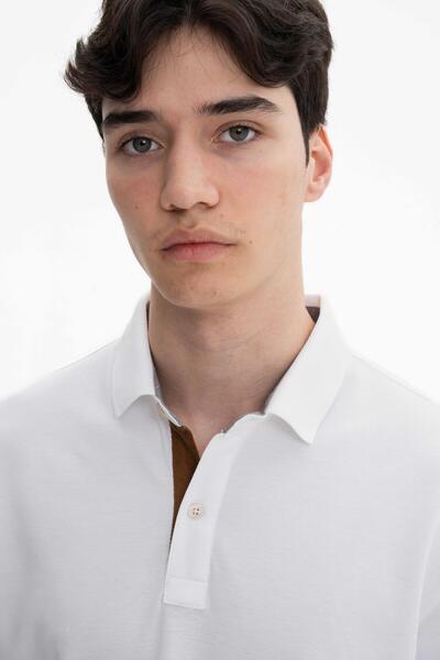 Arma Чоловіча біла футболка з коміром-поло Regular Fit Y27374353301