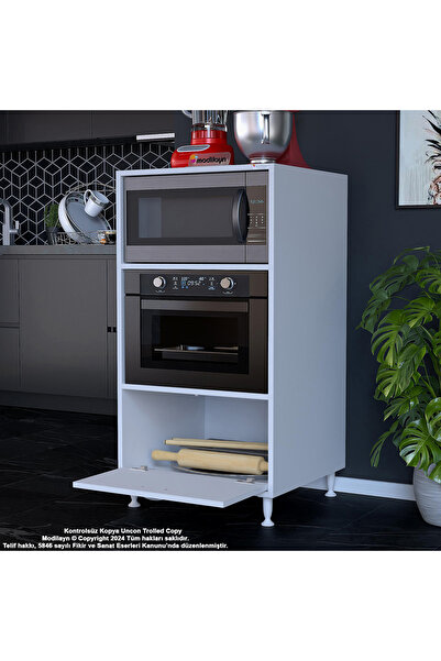 Modilayn SİLVA 59,6 x 119,2 x 56 cm Tek Kapaklı Ankastre Fırın ve Mutfak Dolabı