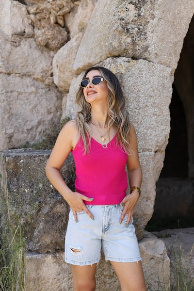 bytugcekaya Fuchsia Thessaloniki Knit - Standard Size Undershirt