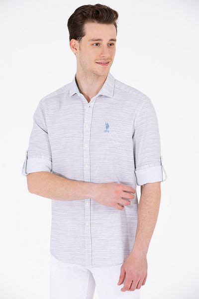 U.S. Polo Assn. Μακρυμάνικο ανδρικό πέτρινο πουκάμισο 50264098 -VR049