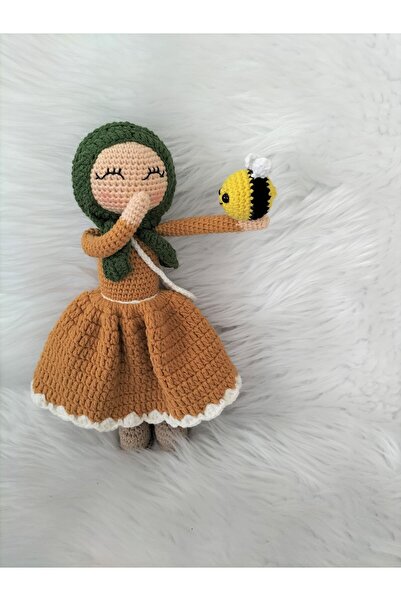 Toyscity Minik Hardal Neşeli Tesettürlü Amigurumi Organik Örgü Oyuncak