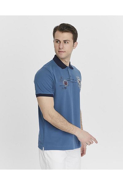 Arma Tricou albastru Lycra Pique cu gât polo pentru bărbați Y 27374308801