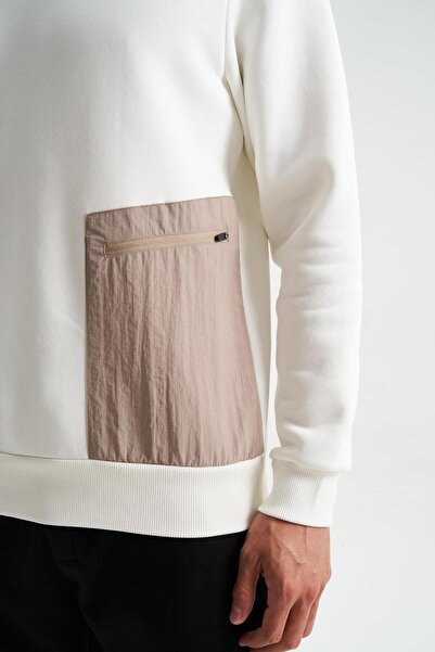 Arma Чоловічий Екру Regular Fit 3 нитковий шардонний замок-блискавка з кишенями та велосипедним коміром Світшот K281246021