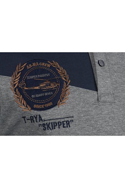 Arma Ανδρικό μπλουζάκι με γκρι λεπτή εφαρμογή Polo Y9tyo7997