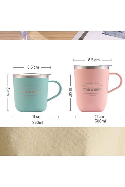 Tyeso 300ml Black Cubic Mug - Vacuum, Stainless Steel, With Thermal Lid