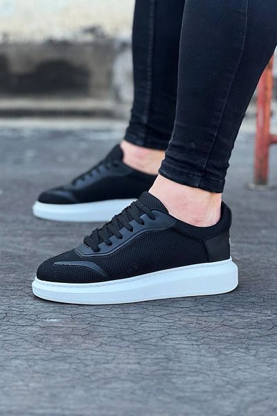 CEKAVE Black Knitwear Men's Casual Shoes