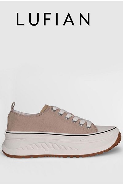 Lufian 121230006   Shay Unisex Μπεζ Δερμάτινο Sneaker - Αθλητικά Παπούτσια