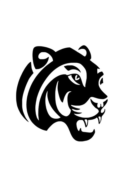 rez Tiger Head Auto custom new sticker Black 25 x 25 cm