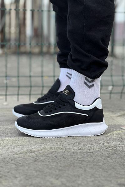 K&A Black and White Knitwear Men's Sports Shoes