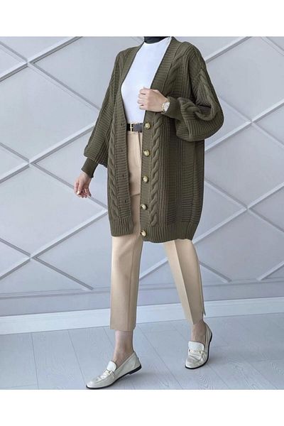 EnModaStyle Women's Winter Hair Knitted Knitwear Cardigan