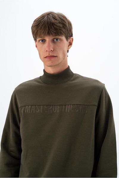 Arma Мъжки суитшърт с поло яка в цвят каки, ​​стандартна кройка, K26254925201