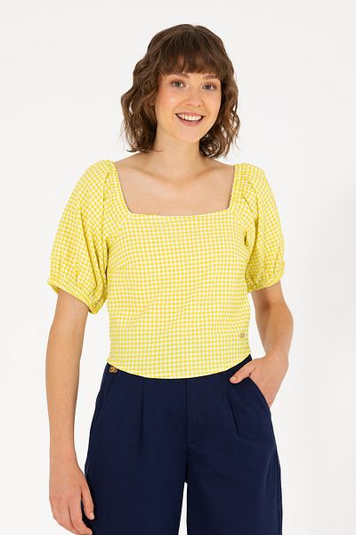 U.S. Polo Assn. Women's Neon Yellow Short Sleeve Blouse 50264227-Vr168