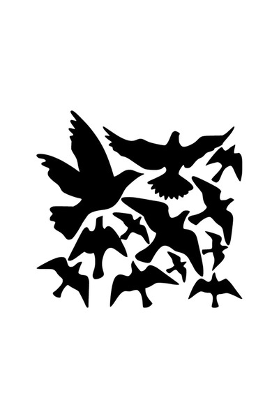rez Flying Birds Auto Custom New Sticker Black 25 X 25 cm