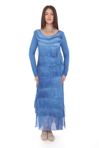 Bohem Stil Mărimea 2 Rochie de mătase spălată cu aspect subțire - Mânecă lungă stratificată