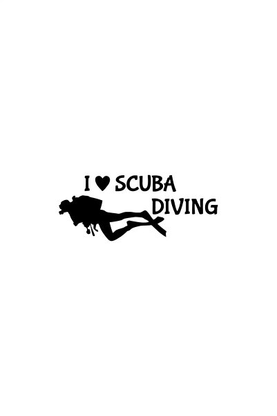 Generic Brand Diver I Love Scuba Diving Auto Custom New Sticker Black 30 X 12 cm