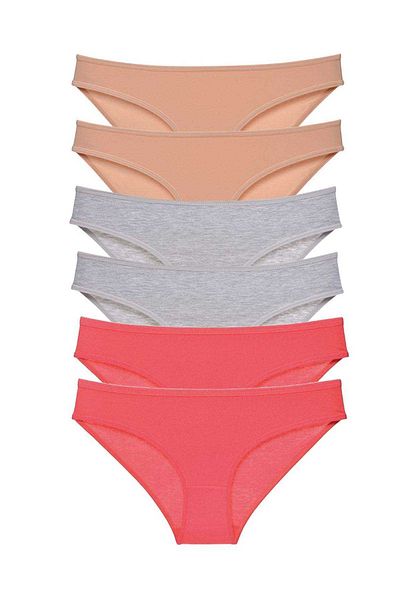 Ethab Ticaret Skin Gray Fuchsia 6 Pieces Super Eco Lycra Women's Slip Set