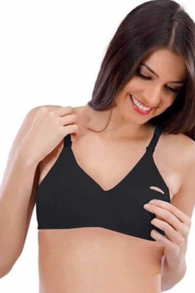 CT STONES Combed Cotton Nursing Bra Black