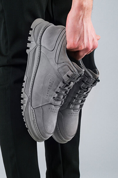 CARFIER 2451 Tork Gri Hakiki Deri Erkek Bot