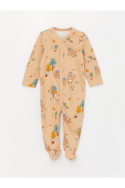 LC Waikiki V-neck Long Sleeve Jumpsuit for Baby Boy - 0-12 Months with Booties, 12 Months+ No Booties Set of 2