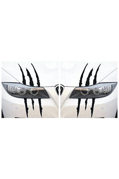 Genel Markalar Monster Canavar Pençe Izi Uzun Siyah Far Sticker - Araba Etike...