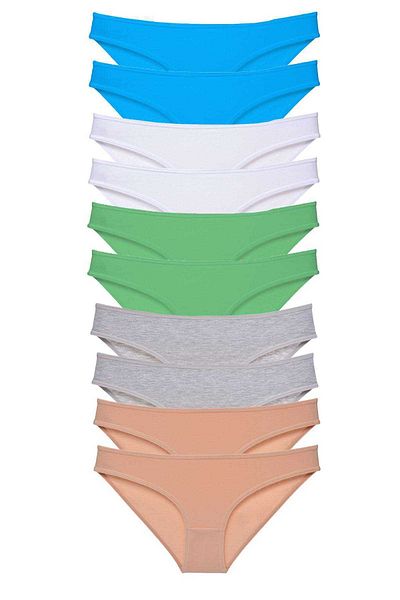 Ethab Ticaret 10 Pieces Lycra Super Eco Women's Slip Set - Gray, White, Green Blue