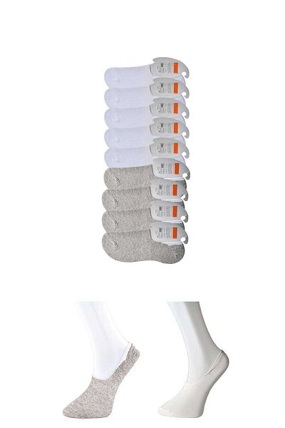 Ethab Ticaret Gray and White Men's Ballerina Socks 9 pairs