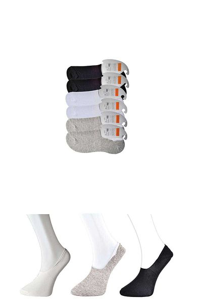 Royaleks Black Gray and White Men's Ballerina Socks 6 pairs