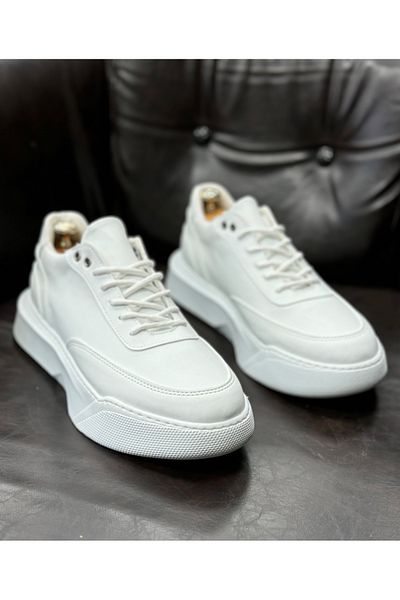 BOA Ba0354 Casual Lace-Up Men's High Sole White Sneakers