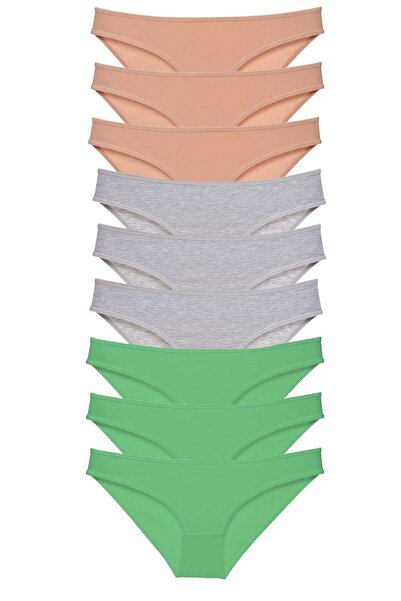 teknoparkx طقم سراويل داخلية نسائية من الليكرا مكونة من 9 قطع، لون رمادي وأخضر