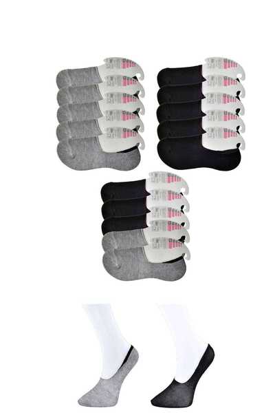 teknoparkx Black and Gray Women's Ballerina Socks 15 pairs
