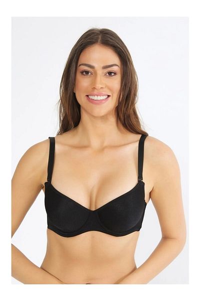 Ethab Ticaret Orkide Women's Black Big Size Large Size Non-Padded Soft Recovery Bra 8100