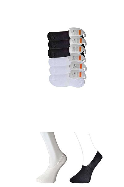 Royaleks Black and White Men's Ballerina Socks 6 pairs