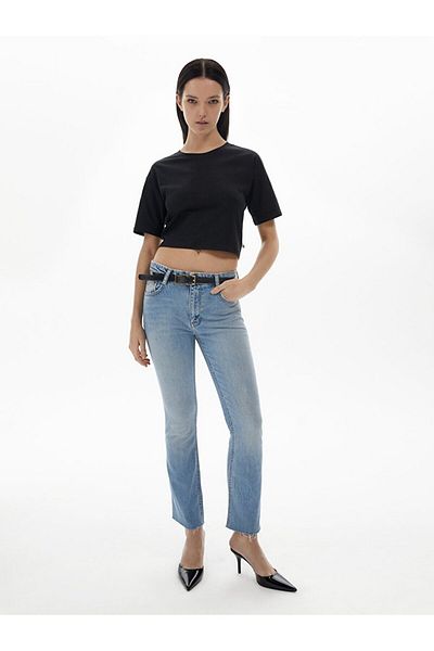 Ltb Pantaloni evazați tăiați Lynda X High Rise
